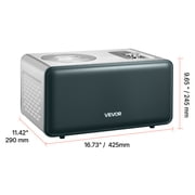 VEVOR Automatic Ice Cream Maker with Built-in Compressor, 1.5 Quart No Pre-freezing Gelato Maker, Electric Sorbet-Maker, 3 Modes Compressor Ice Cream Machine for Home Kitchen