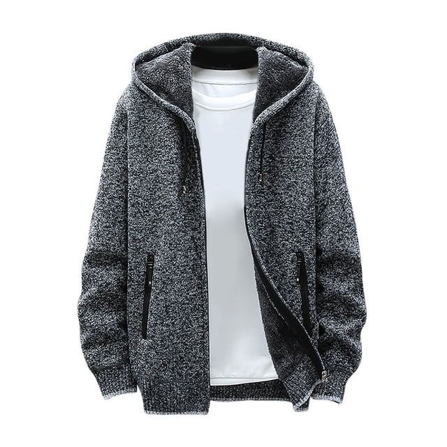 Mens Jacket Classic Solid Color Knitted Sweater Cardigan Sweater Slim Jacket