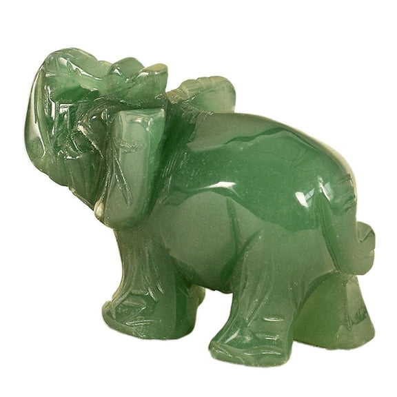 Masteelf Green Crystal Elephant Figurine Decor for Home Office Desk Natural Material Stone Craft with Flat Base 1 5 Inch