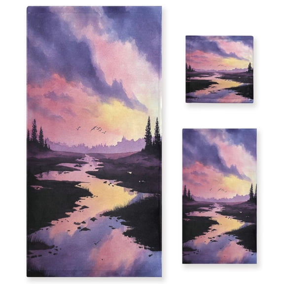 Three-Piece Towel Set Face Towel Towel Set Hand Towel Bath Towel Cotton Bath Towels Bath Towel Sets Hand Bath Towels Beautiful Sky