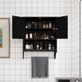 thumbnail image 5 of Vastcury 27.5" Bathroom Wall Cabinet, Over the Toilet Storage Medicine Cabinet with 2 Door Cupboard, Adjustable Shelf and Towels Bar, Black, 5 of 6