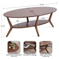 thumbnail image 3 of Kate and Laurel Nylah Oval Wooden Coffee Table, 48 x 26 x 18, Walnut Brown, Mid-Century Tiered Living Room Table with Solid Wood Construction and Sculptured Dowel Legs, 3 of 8