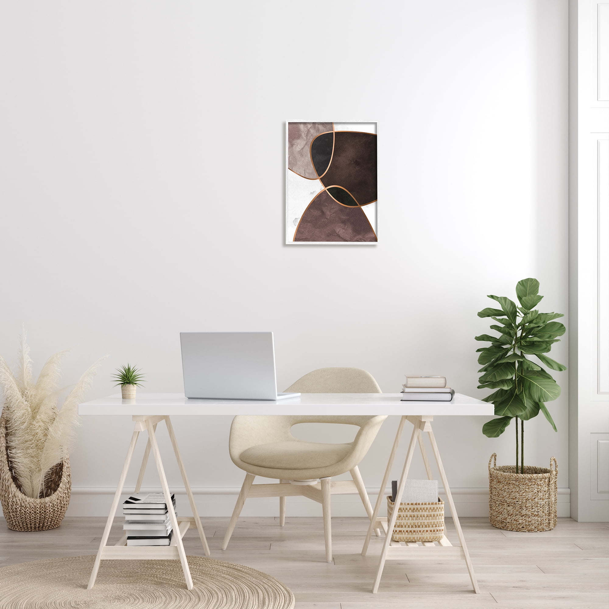 Stupell Indtries Abstract Deco Shapes Layered Contrasting Tones Brown Purple,16 x 20,Design by Design Fabrikken