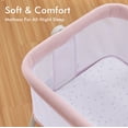 thumbnail image 3 of ANGELBLISS Flat Bedside Bassinet with Storage Basket, Easy Folding Portable Crib with Wheels, Included Breathable Mesh, Cozy Mattress(Pale Pink)(0-6 months), 3 of 8