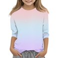 thumbnail image 2 of Drmagiyhm Light pink Girls 3/4 T Shirts Size 10-12 Cute Floral Print T Shirts Casual Trendy Crewneck Shirts Girl Fall Winter Tops, Tees & Blouses 4-5 Years, 2 of 3