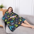 thumbnail image 5 of Oversized Wearable Blanket Hoodie,DarkGray Cartoon Dinosaurs Pattern Sherpa Blanket Hoodie with Super Pockets,Super Warm Fuzzy Pullover for Women & Men, 5 of 6