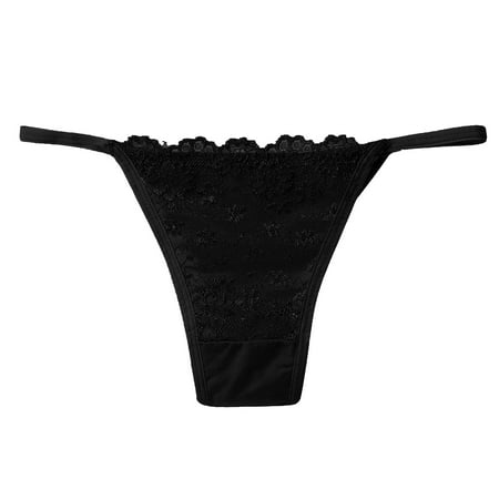 Odeerbi Womens Underwear Seamless Thongs Erogenous Lace Lingerie Panties Underpants Black