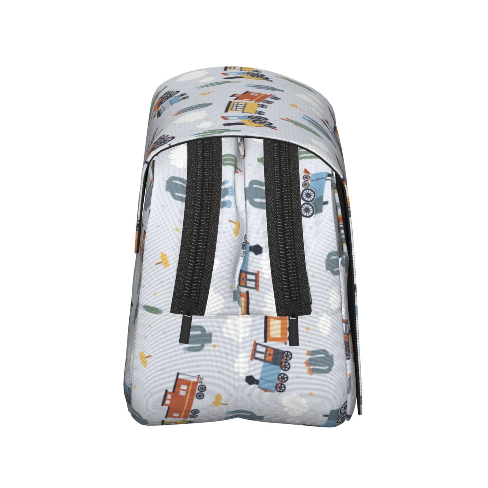 Rateoe Trains And Cactuse Pattern Double Clamshell Pen Case, Storage Organizer with Two Zipper Compartments– Holds Up to 50 Pencils & Pens