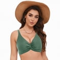 thumbnail image 3 of TOWED22 Women's Halter Bikini Top Twist Front Knot Push Up Padded Swim Tops Only Bathing Suit for Women Light Green,M, 3 of 9