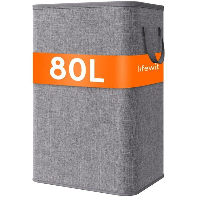 Cesto de ropa Lifewit de 80 litros, grande y alto, plegable, gris claro