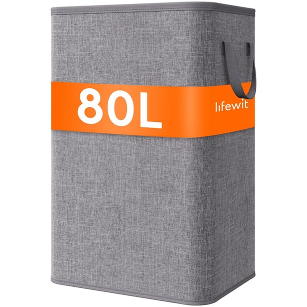 Cesto de ropa Lifewit de 80 litros, grande y alto, plegable, gris claro