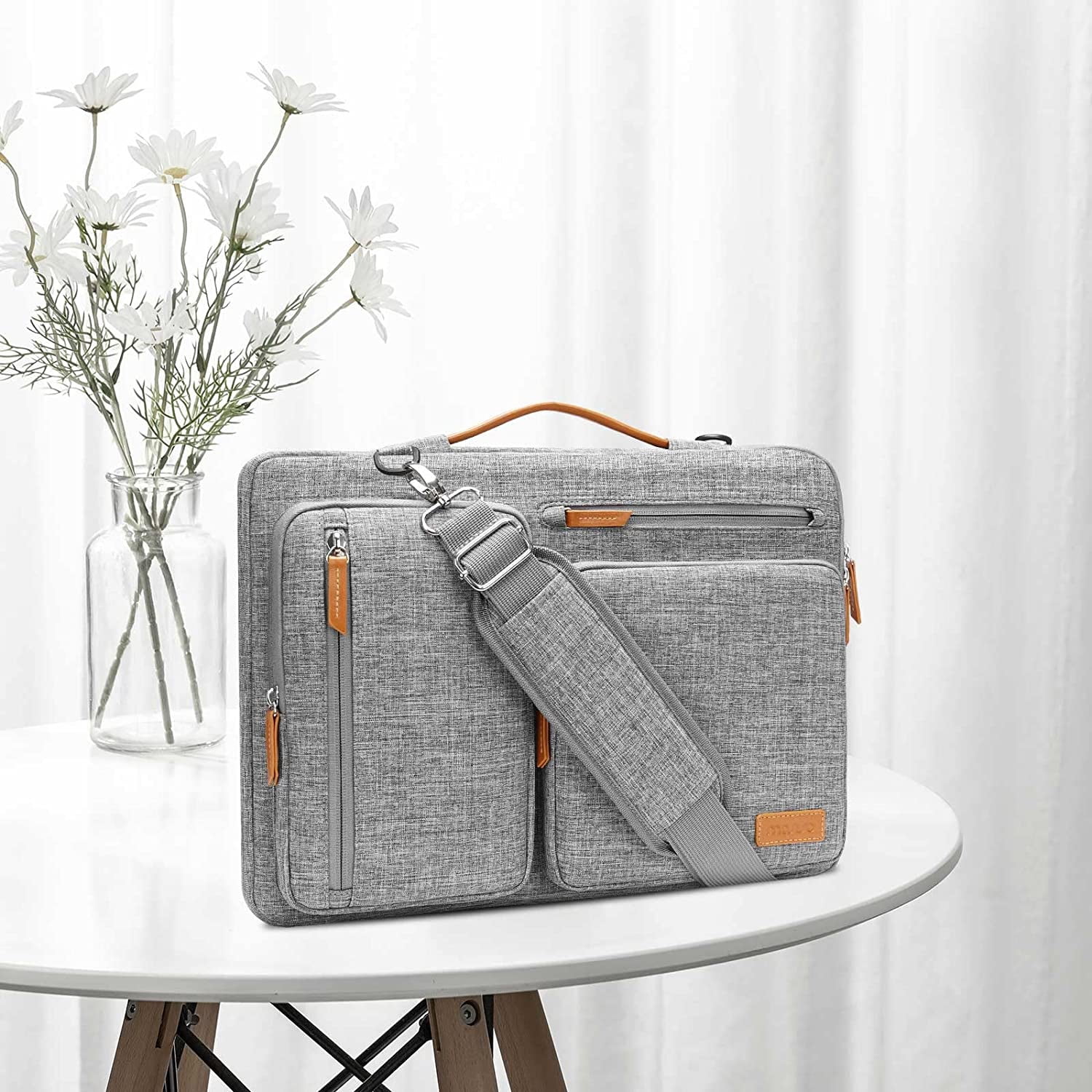 Mosiso 15.6 16 inch Laptop Shoulder Bag Sleeve Case, Compatible with MacBook Air/Pro Lenovo Acer Asus Dell Lenovo HP Samsung Notebook, Computer Bag Briefcase,Gray