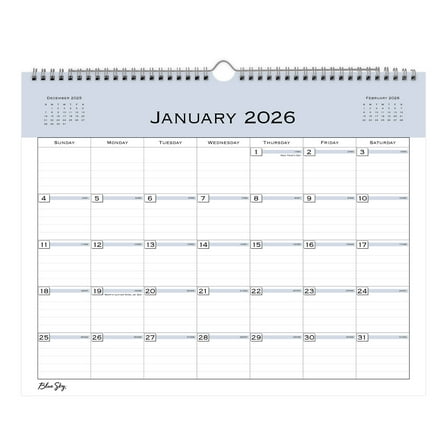 2026 Blue Sky Monthly Wall Calendar, 15" x 12", Passages, January To December, 152694