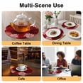 thumbnail image 2 of Botanical Chrysanthemum Round 13 Inch Placemats Set of 6, Abstract Spring Floral Red Black HeatResistant Non Slip Place Mats for Dining Table, Wipeable Braided Kitchen Table Mats for Housewarming, 2 of 9