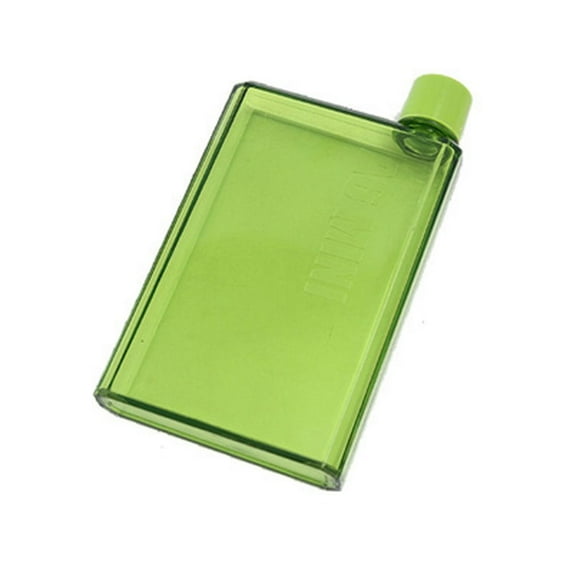 Outdoor Travel Plastic Flat 420ml Creative A5/A6 Water Bottle Drinkware Drink Bottle Drinks Kettle GREEN 350ML