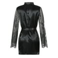 thumbnail image 6 of TFEOQRY Night Robe for Women Sexy Lace Tie Nightgown Long Sleeved Sleepwear Pajamas Robe Black, 6 of 8