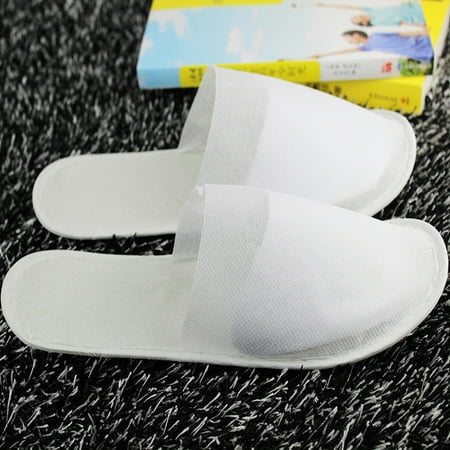 

HeYii 5Pairs Disposable Solid Color Closed Toe Non-Slip Flat Shoes Travel Slippers White