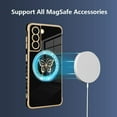 thumbnail image 5 of for Samsung Galaxy S21 Case [Support for Magsafe] Butterfly Pattern Magnetic Plating Screen Protector Luxury Elegant Case Camera Protector Soft Shockproof Protective Corner Cover -Black, 5 of 12