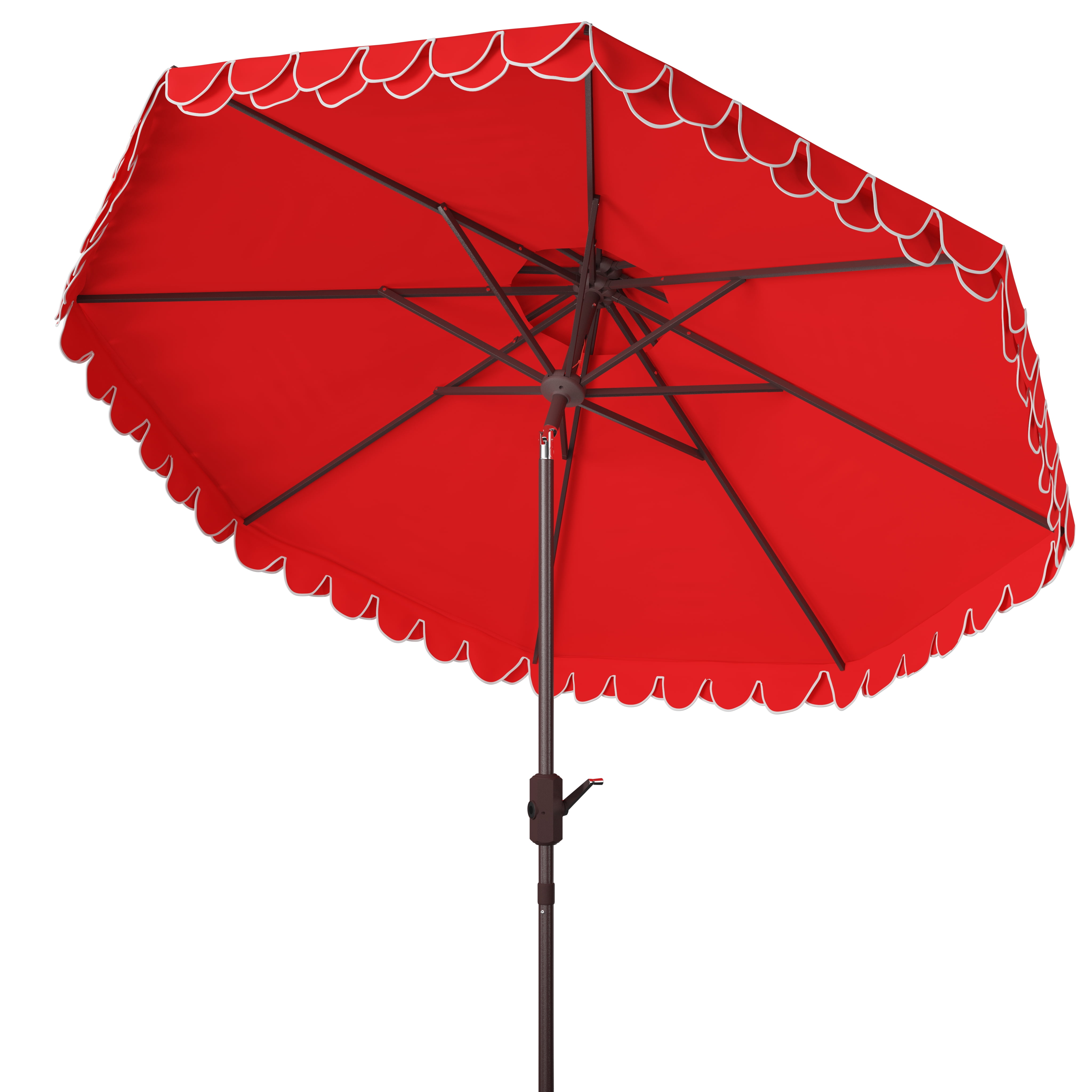 SAFAVIEH Elegant 9' Market Crank Double Top Patio Umbrella, Red