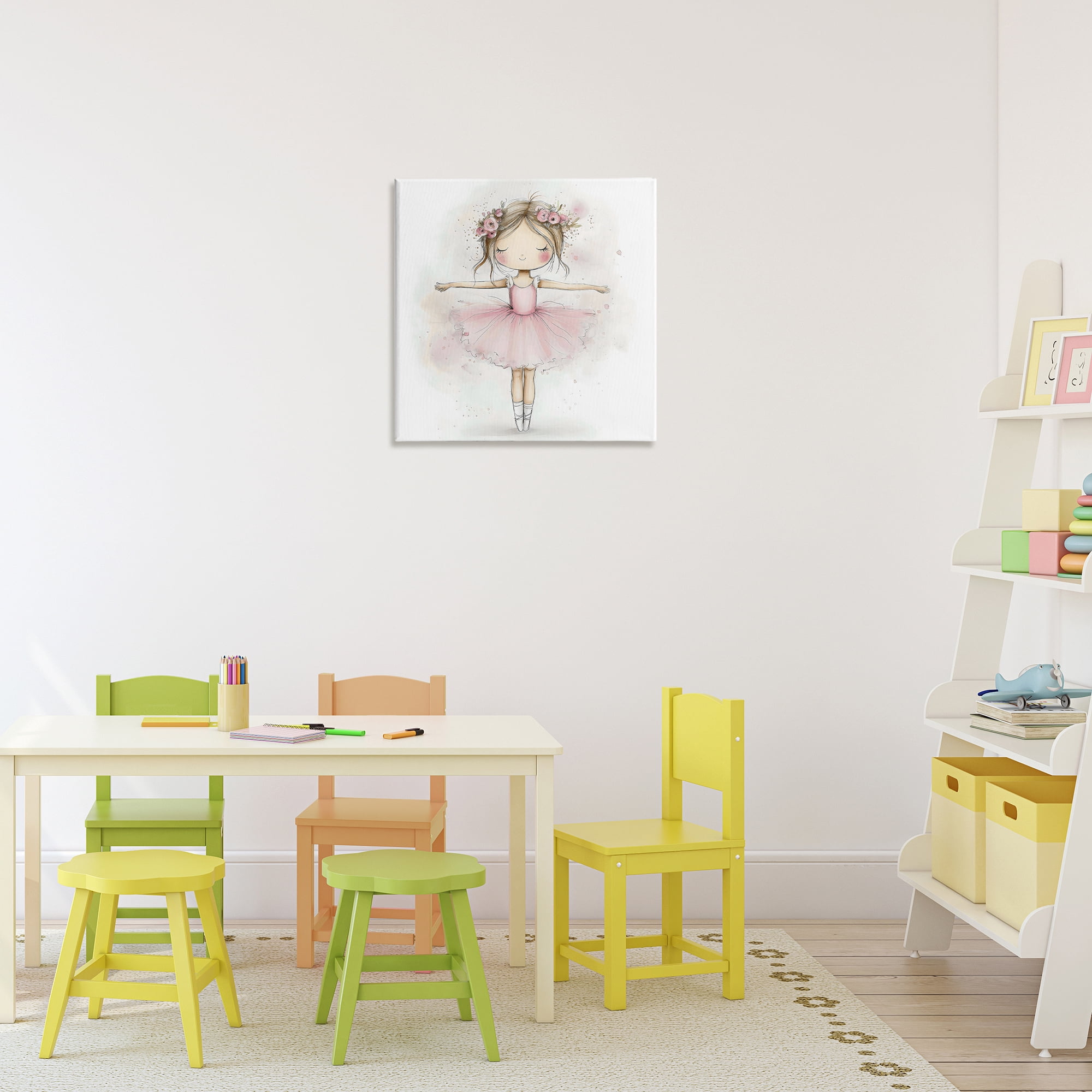 Stupell Industries Flower Ballerina in Pink Tutu Canvas Wall Art, design by Creative Studio