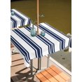 thumbnail image 2 of Outdoor Tablecloth with Umbrella Hole for Patio/Picnic/Party/Camping, Navy Blue Striped Waterproof Table Cloth Square Cover Washable, Farmhouse Aesthetic Modern Stripes (60"x 60"), 2 of 9