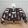 thumbnail image 3 of Black and Pink Christmas Tree Pattern Square Tablecloth,Waterproof Square Table Cover,Wipeable Spillproof Washable Table Cover for Home Kitchen Party Decor 42"X42"(107x107cm), 3 of 6