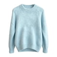 thumbnail image 3 of Womens Lightweight Sweaters Crew Neck Long Sleeve Ribbed Knit Tops Casual Loose Fit Sweater Dressy Business Fall Outfits Soft Jumper Sweaters Womens Fashion Clothing(Light Blue,L), 3 of 8