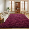 thumbnail image 4 of Janvonne Fluffy Burgundy Red Area Rug for Bedroom Living Room Soft 6x9 Fuzzy Rugs Non-Shedding Indoor Plush Rug for Nursery Kids Room Dorm Room Home Decor, High Pile Shaggy Floor Carpets, 4 of 8