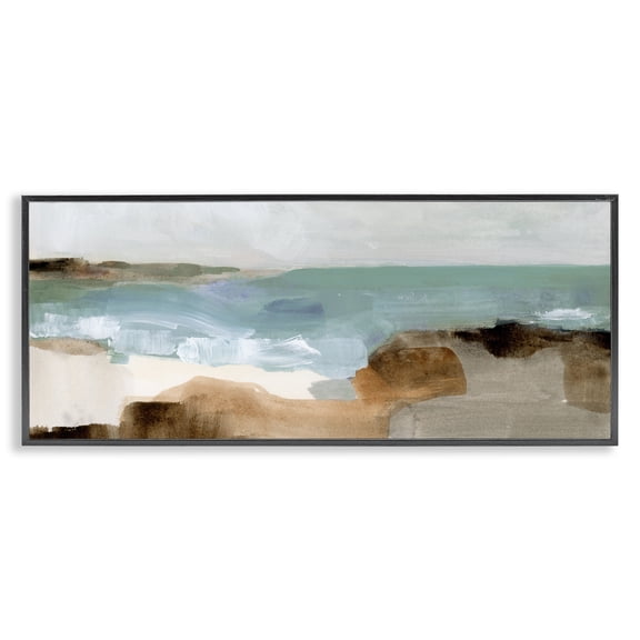 Stupell Industries Contemporary Abstract Ocean Wave Landscape Black Framed Giclee Art, 24 x 10, by Victoria Barnes