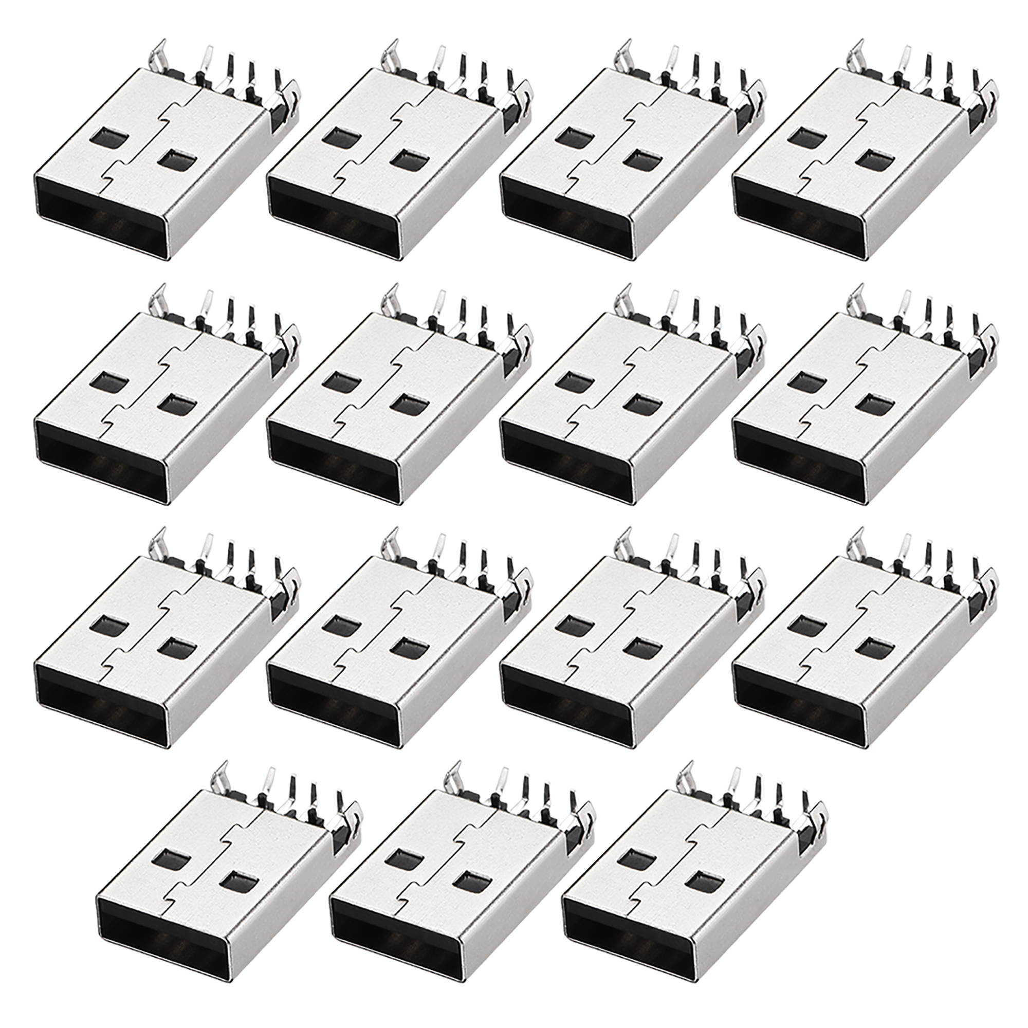 PCB USB Connector A Type 2.0 Male Jack 90 Degree Straight Insert 15 Pcs