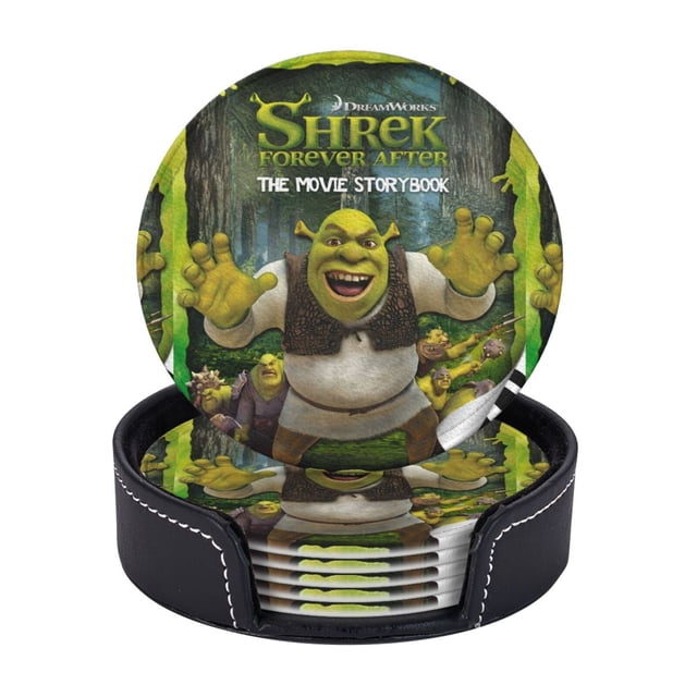 Posavasos de cuero de 6 piezas, posavasos Shrek para bebidas, posavasos para tazas, regalo de inauguración de la casa, ideal para la decoración del hogar