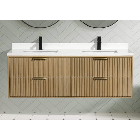 San Diego 60" Floating Bathroom Vanity Oak