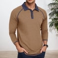 thumbnail image 2 of MIXUE Polo Shirts For Men Summer Solid Color Lapel Button Down Long Sleeve Casual Comfortable Breathable Sportswear,Brown,M, 2 of 7