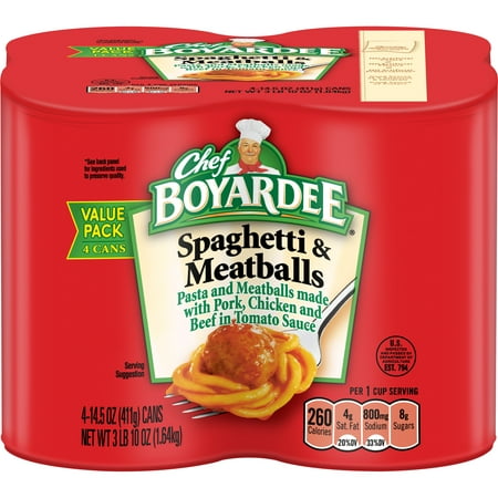 (3 Pack) Chef Boyardee Spaghetti and Meatballs, 14.5 oz, 4 (Best Frozen Meatballs For Spaghetti)