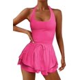 thumbnail image 3 of Monos de entrenamiento 2XL para mujer, monos sexys de una pieza sin espalda, sin mangas, con espalda cruzada, para yoga y correr, 3 of 5