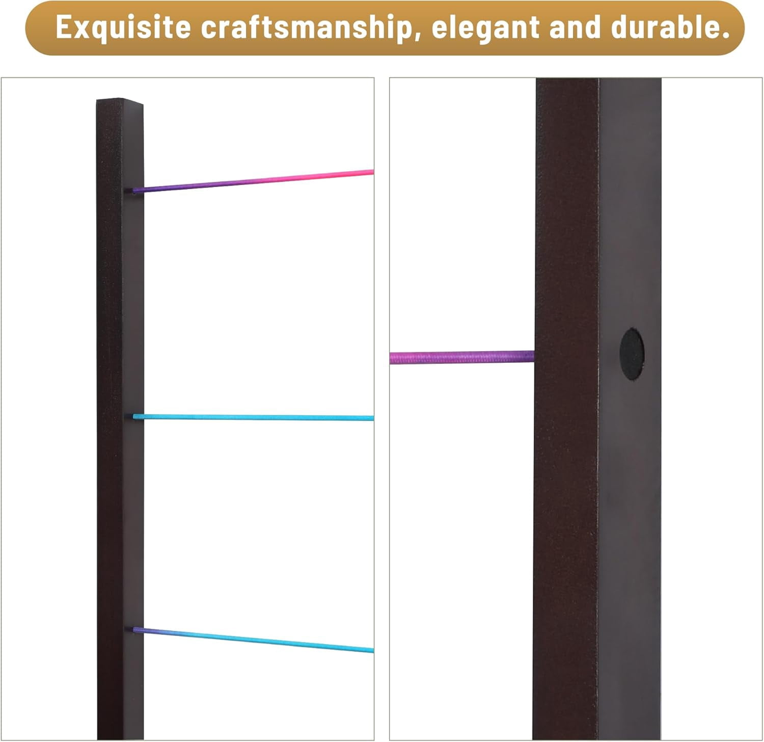 Photo Display Doard Picture Frames Collage Wall Decor Hanging Pictures with 30 Clips and Adjustable Elastic Cord Wood Rustic Holder for Multi Pictures, Artworks, Cards