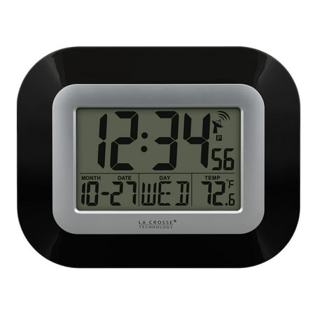CLOCK ATOMIC WALL BLACK (Pack of 1)