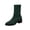 Green, variant on Knit Elastic Ankle Boots for Women's Chunky Block Heel Stretchy Sock Booties Slim Pointed Toe Low heeled Casual Fall Winter Lightweight Chelsea Short Boots Black 7(39)