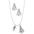 thumbnail image 1 of Delight Jewelry Silvertone Mini Royal Blue Running Shoe Silver tone Zig Zag Christmas Tree Charm Necklace and Stud Earrings, 1 of 4