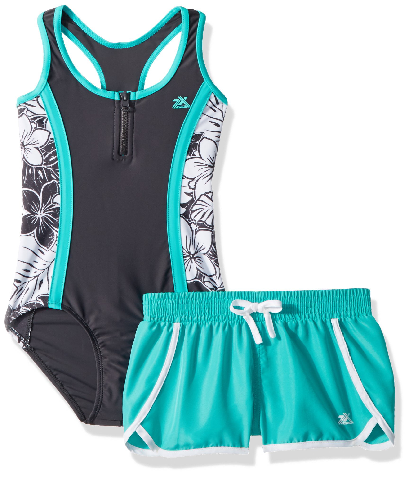 ZeroXposur - Girls Swimwear Gray Swimsuit Board Short Set 16 - Walmart ...