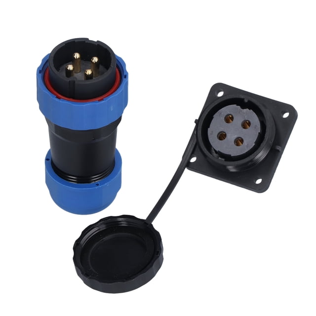 Industrial Socket, Firm Connection Square Waterproof Connector 4 Holes Gold Plated Copper Contact For Equipment 2 Pin,3 Pin,4 Pin