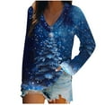 thumbnail image 2 of Craaazy Christmas Shirts for Women V Neck Long Sleeve Sweatshirt Christmas Print Pullover Tops Gifts, 2 of 5