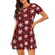 thumbnail image 1 of Easygdp Snowflake red plaid Camisón de manga corta para mujer, informal, estampado, 1 of 6