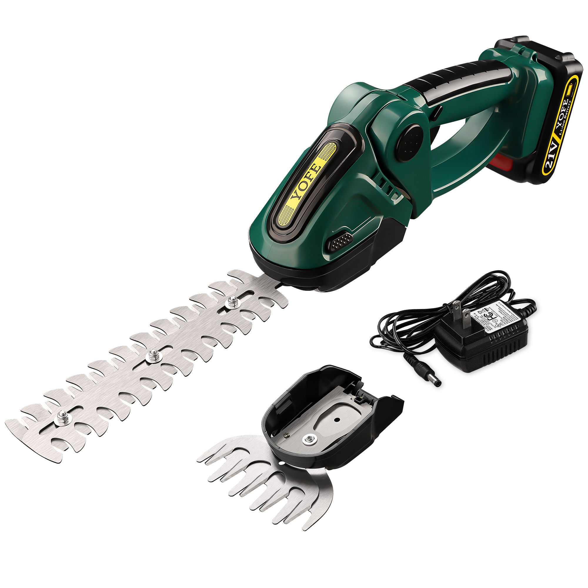 Cordless Grass Shear & Hedge Trimmer, 21V Handheld Grass Trimmer, 2 in 1 Bush Trimmer/Grass