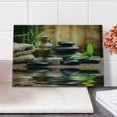 thumbnail image 2 of Spa Cutting Board, Massage Stone Triplets Herbal Oil and Scent Candles Print, Decorative Tempered Glass Cutting and Serving Board, Small Size, Black Brown and White, by Ambesonne, 2 of 5