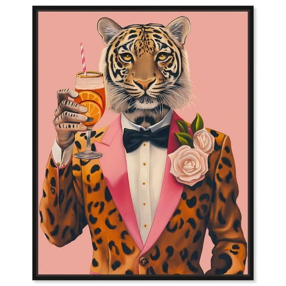 Tiger Bellini Canvas Tiger Glam Wall Art by Art Remedy, Black Frame, 16" x 20"