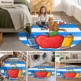 thumbnail image 5 of Children's Day Round Area Rug 4Ft Washable Circle Rugs for Bedroom Dining Room, Cartoon Pencil Watercolor Blue Striped Non-Slip Carpet Floor Mats Indoor Outdoor Carpet Runner Aesthetic Home Decor, 5 of 8
