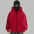 thumbnail image 4 of Towmus Balaclava Hoodie Jacket for Women Men, Y2K Zip Up Fashion Outerwear Double Layer Hooded Pullover, Winter Hip Hop Streetwear, 4 of 5