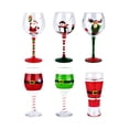 thumbnail image 2 of Juego de copas de vino navideñas pintadas a mano, copa de vino pintada de colores cristalinos, 2 of 4