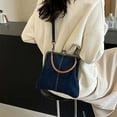 thumbnail image 4 of BadPiggies Retro Denim Handbags for Women, Kiss Lock Crossbody Tote Bag Stylish Shoulder Purses - Navy, 4 of 9